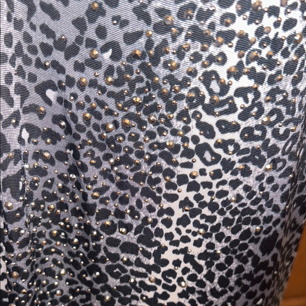 Leopard Print V-Neck Dress with Metallic Bling Size Medium by Lady Noiz - Picture 5 of 10